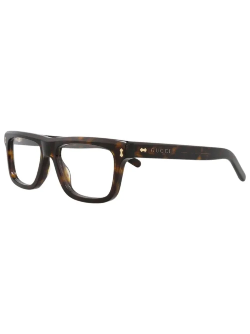 New Gucci Women's Eyeglasses Mens Square Rectangle Havana Havana Transparent